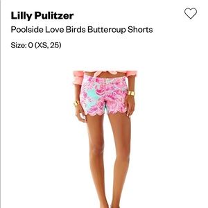 LILLY PULITZER Buttercup Shorts / Love birds print